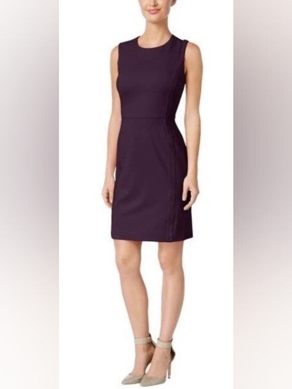 Calvin Klein NWT Sleeveless Sheath Lined Dress in Plum Misses Size 2
